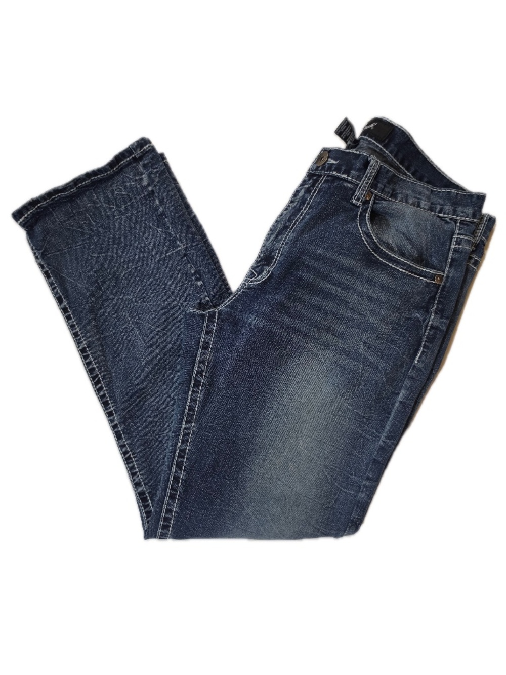 True Luck Jeans Mens 36x32 Blue Bootcut Medium Wash Stretch Denim Pockets